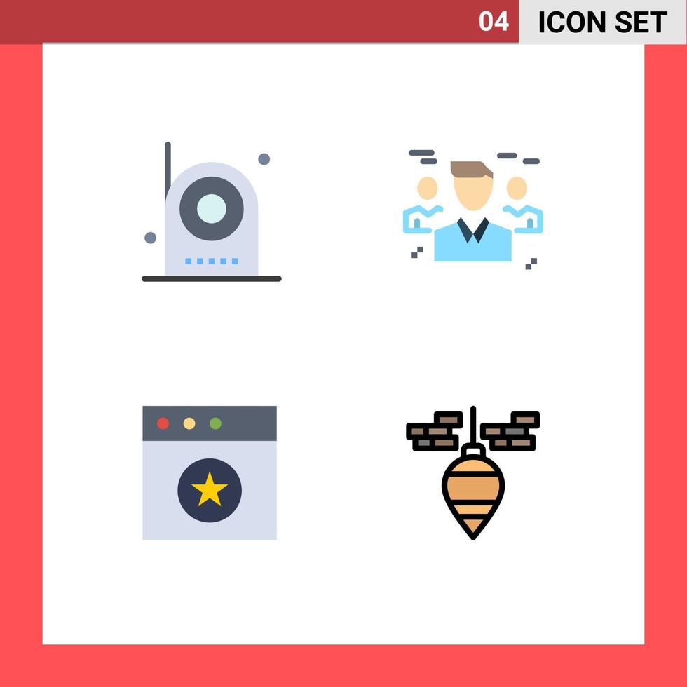 Group of 4 Modern Flat Icons Set for camera protection electronic friends favorite Editable Vector Design Elements
