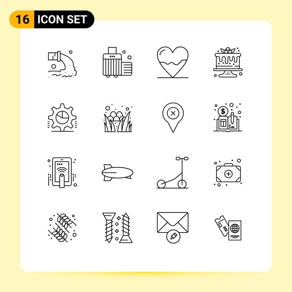 16 Outline concept for Websites Mobile and Apps sweets dessert luggage cake hospital Editable Vector Design Elements