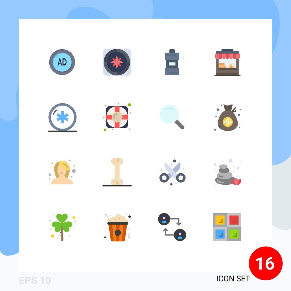 conjunto de 16 iconos modernos de la interfaz de usuario signos de símbolos para el detergente de agua de viaje del parque de salud paquete editable de elementos de diseño de vectores creativos