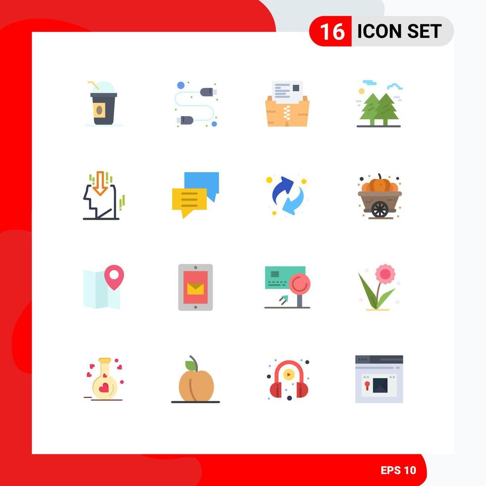 Pack of 16 creative Flat Colors of park nature zip tree folder Editable Pack of Creative Vector Design Elements
