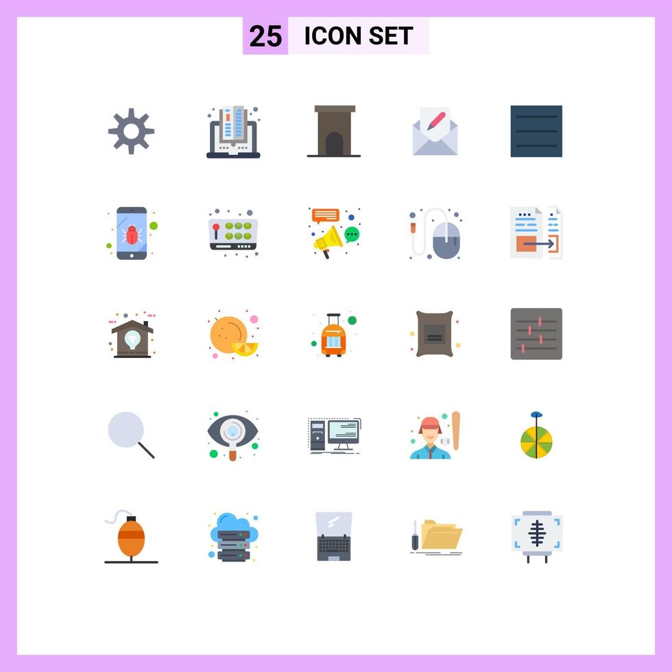 25 Thematic Vector Flat Colors and Editable Symbols of hamburger envelope estate email compose Editable Vector Design Elements