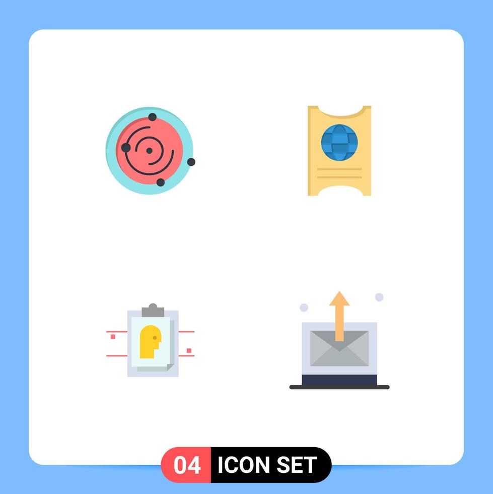 Set of 4 Modern UI Icons Symbols Signs for spase card health ticket user id Editable Vector Design Elements