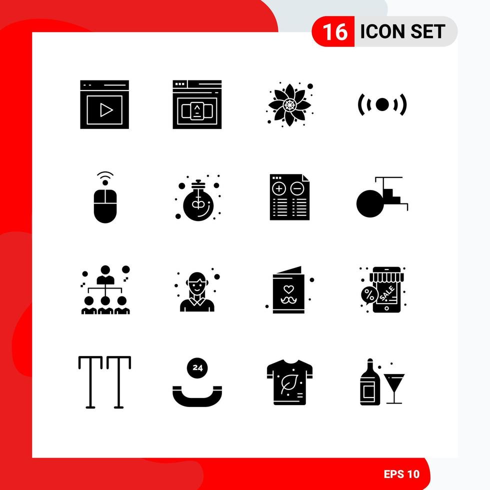 Editable Vector Line Pack of 16 Simple Solid Glyphs of ux signal html essential party Editable Vector Design Elements