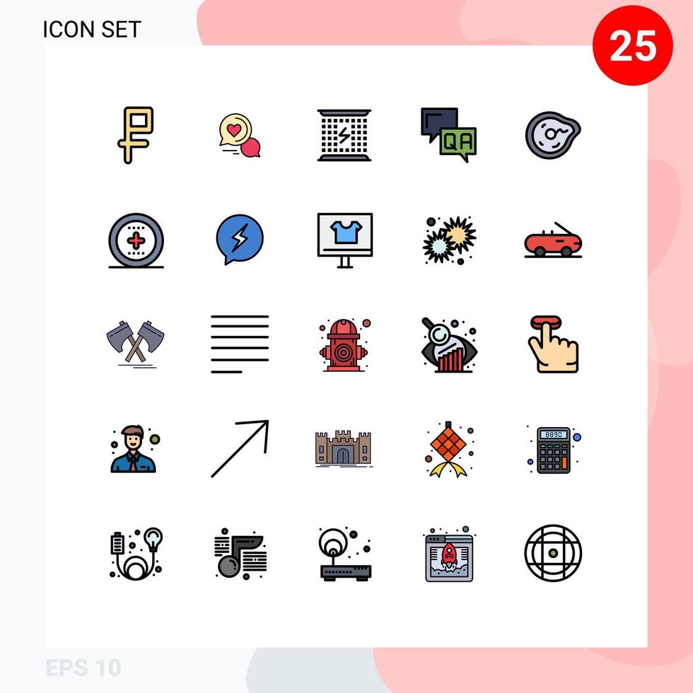 Stock Vector Icon Pack of 25 Line Signs and Symbols for bend help charge communication energy Editable Vector Design Elements