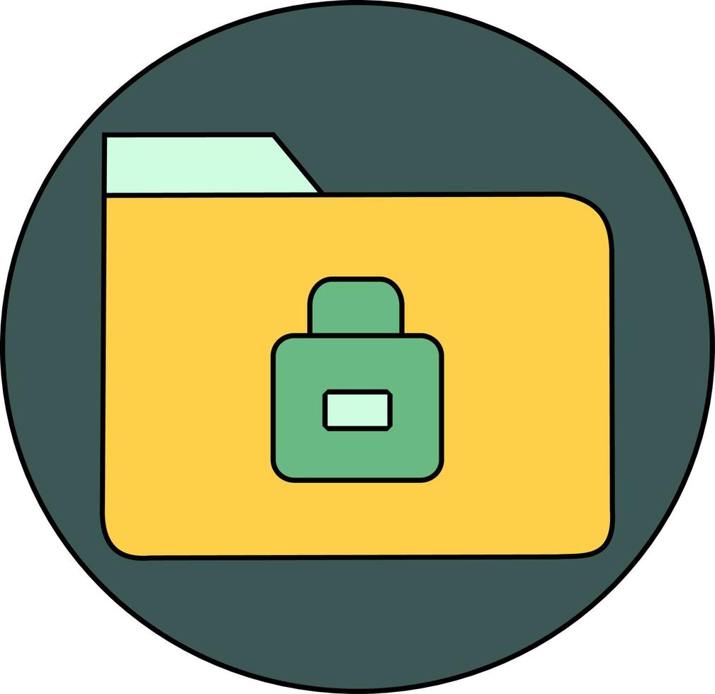 Locked folder on circular background vector
