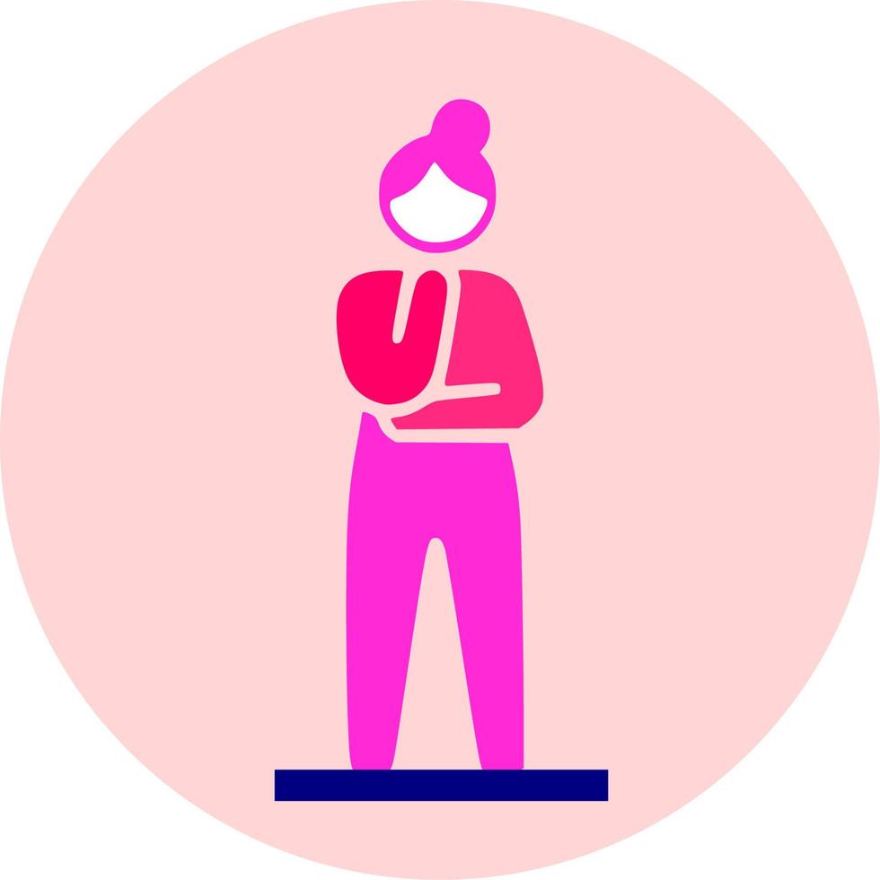 icono de mujer, sobre un fondo rosa circular. vector