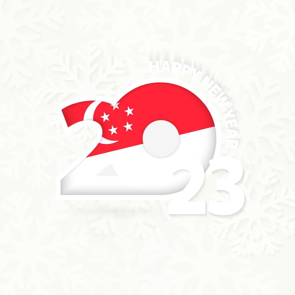 New Year 2023 for Singapore on snowflake background. vector