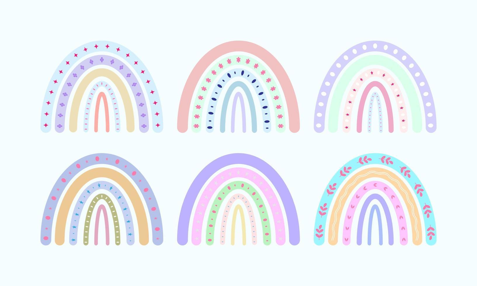 lindo conjunto de arco iris boho vector