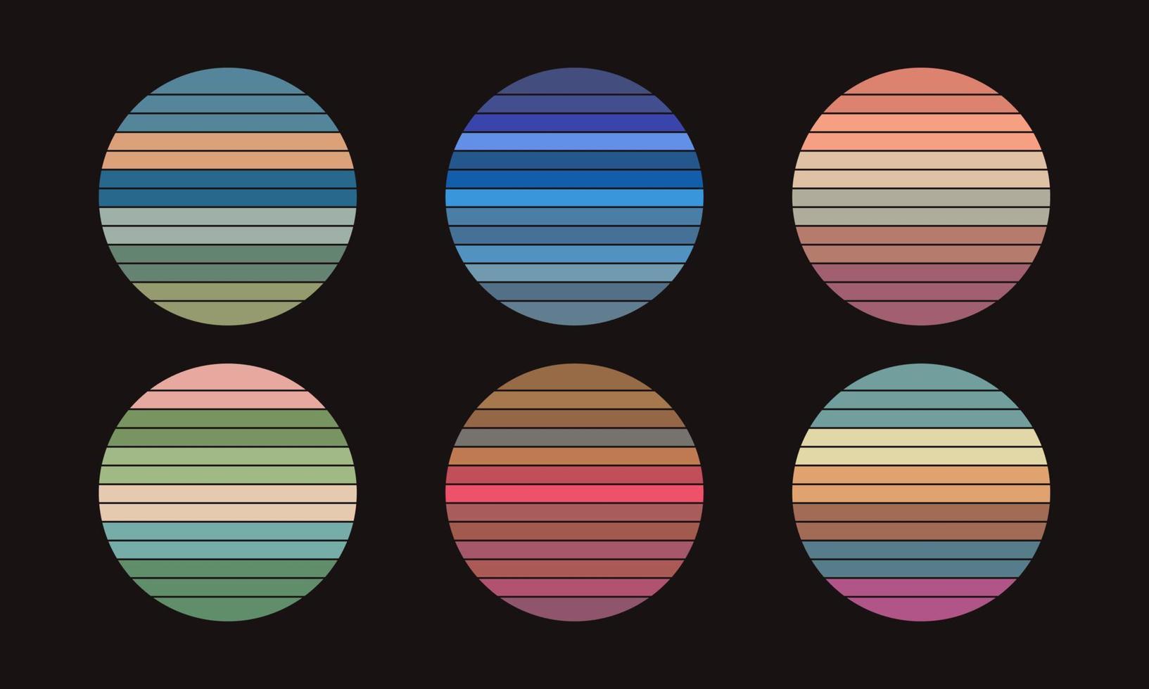 colorful vintage retro sunset set vector