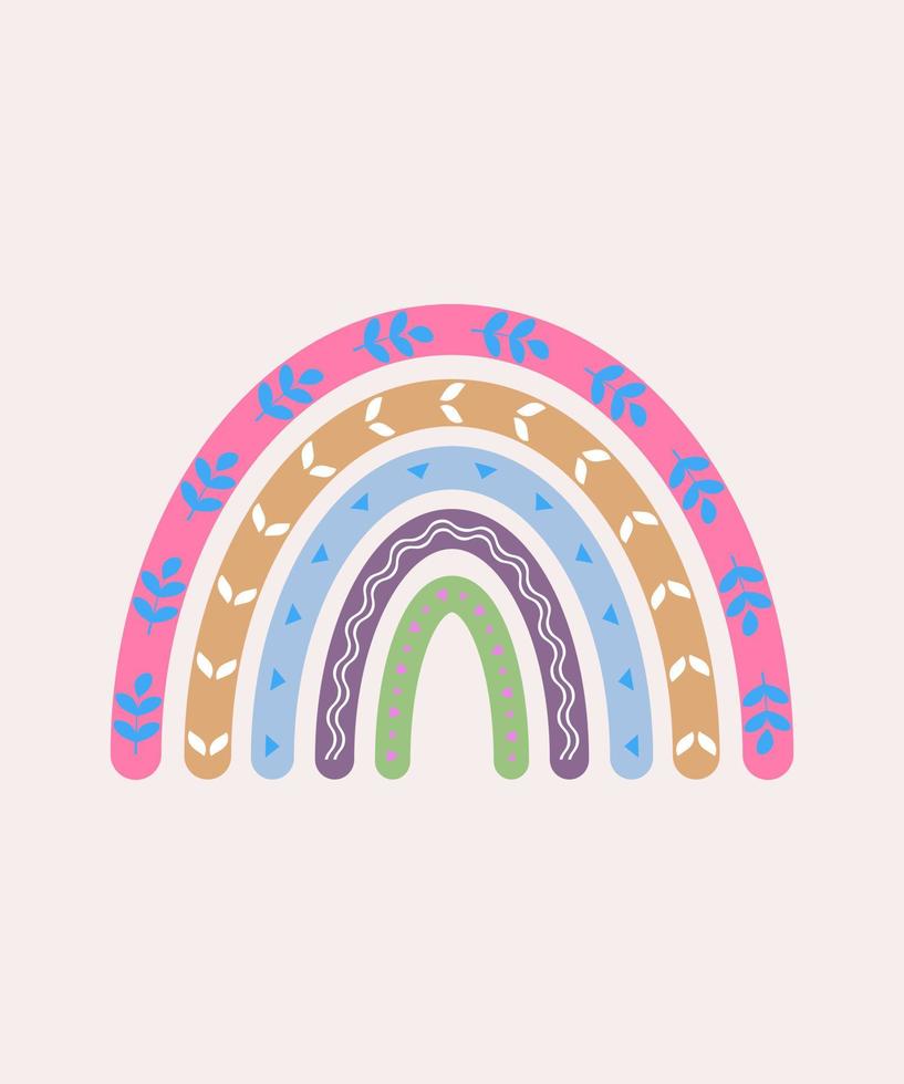 Cute boho rainbow vector