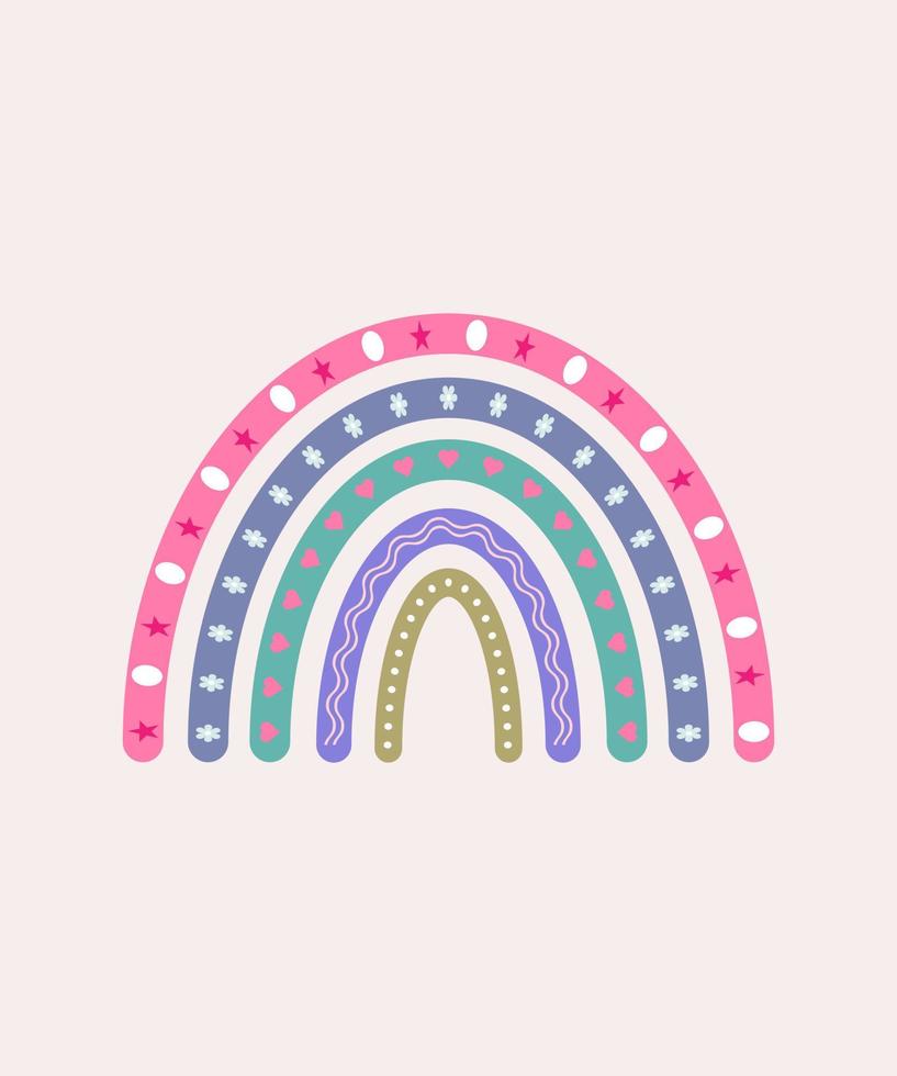 Cute colourful rainbow with drops vector