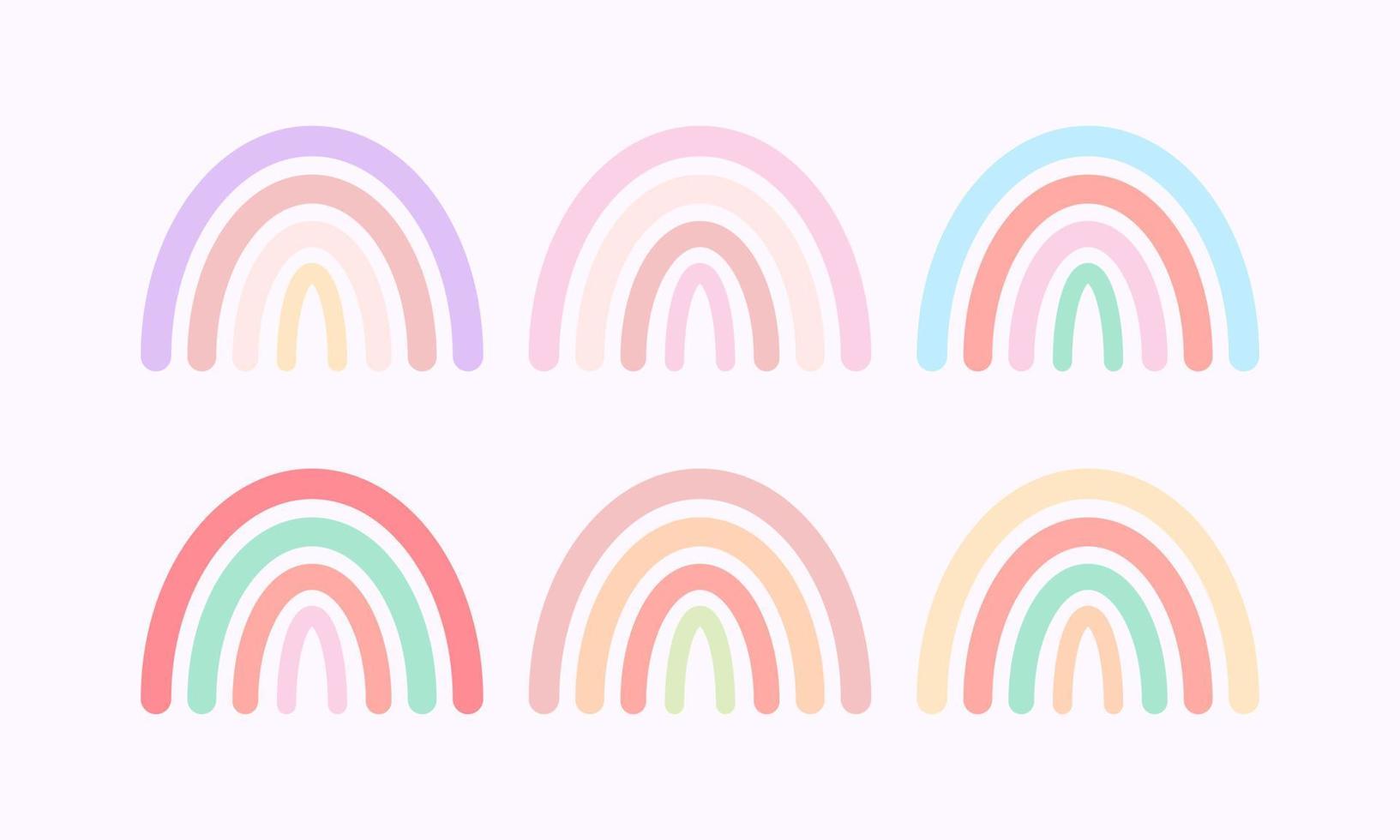 lindo conjunto de arco iris boho vector