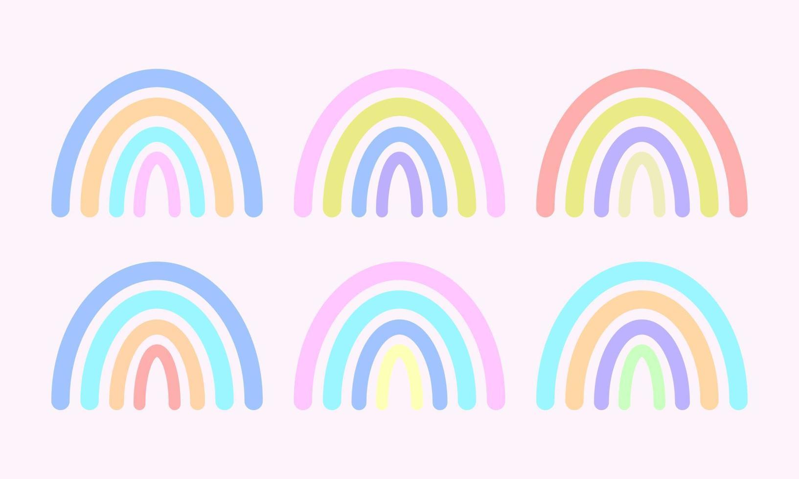 lindo conjunto de arco iris boho vector