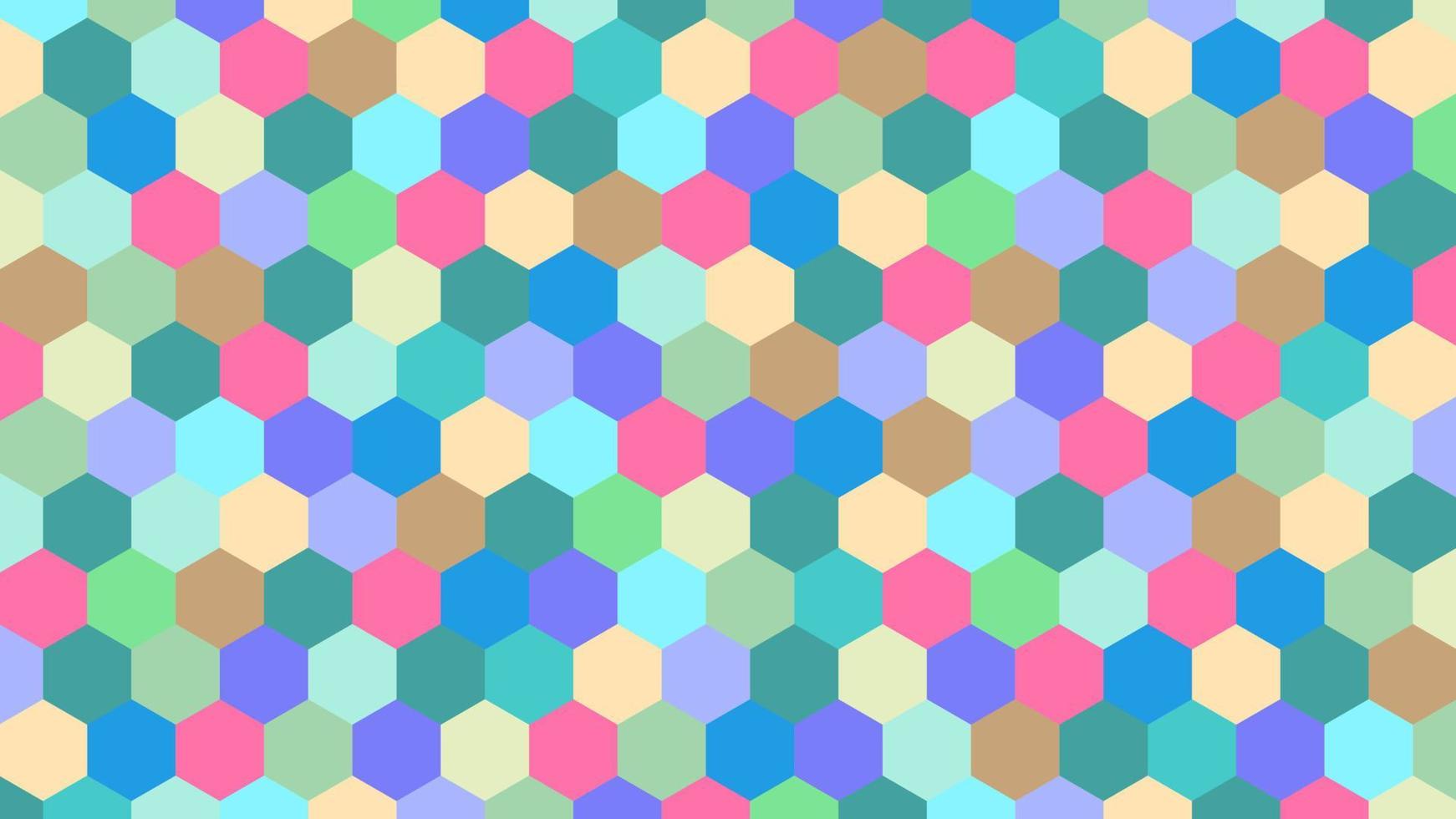 The multi-colored hexagons on the background. The vibrant colors. vector