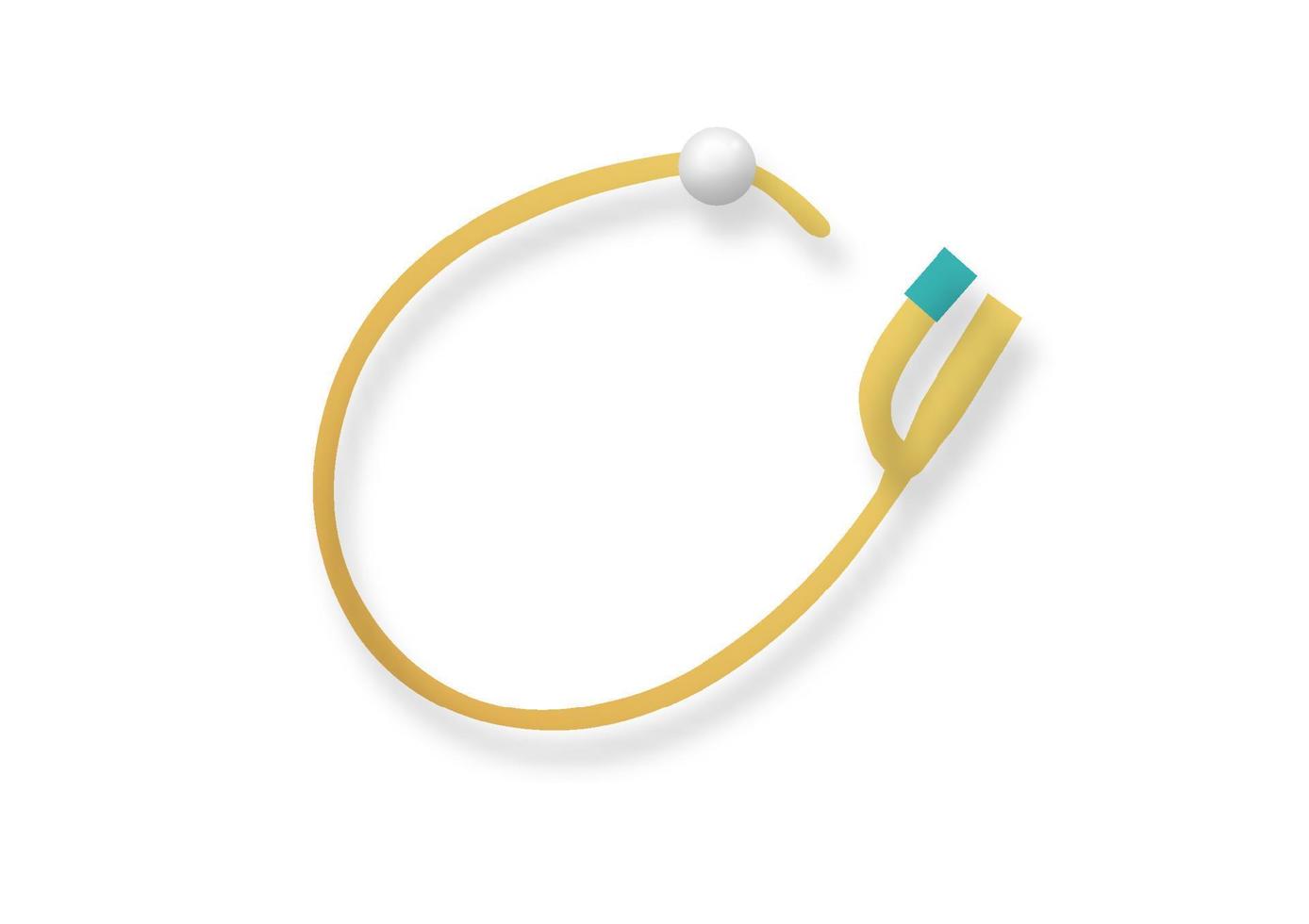 Urinary foley catheter with inflated balloon on white background. Vector illustration.