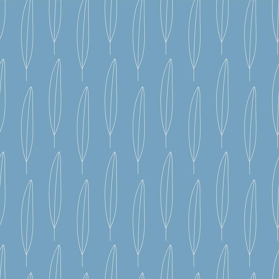 Botanical surface seamless pattern. Background with outline leaves. Floral blue print for fabric, textile, paper, wrapping vector