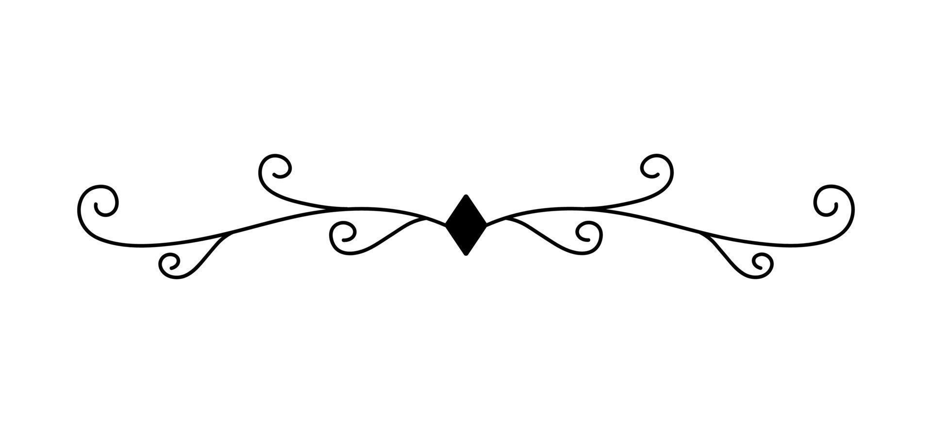 Decorative divider, border, line. Vector outline element for text decor