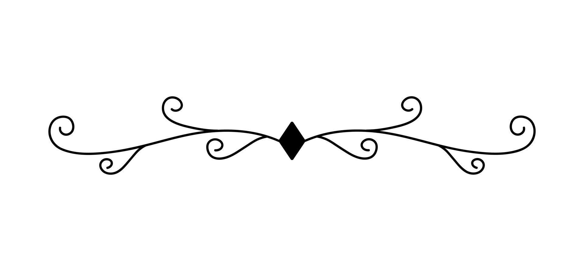 Decorative divider, border, line. Vector outline element for text decor