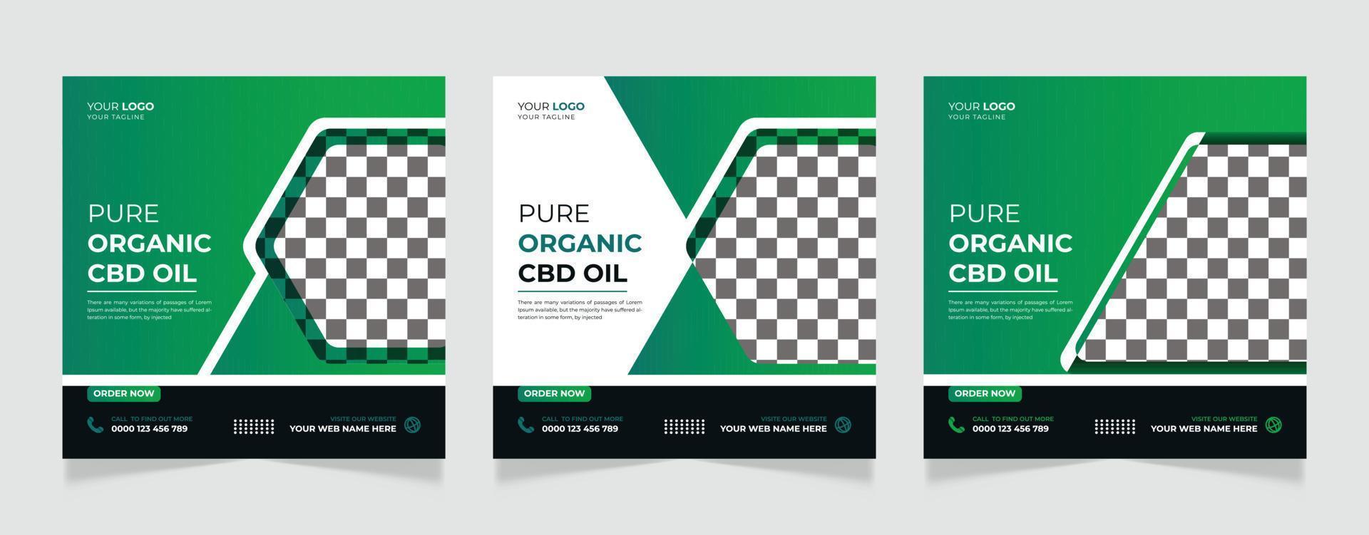 Hemp product cbd oil social media post banner design template vector