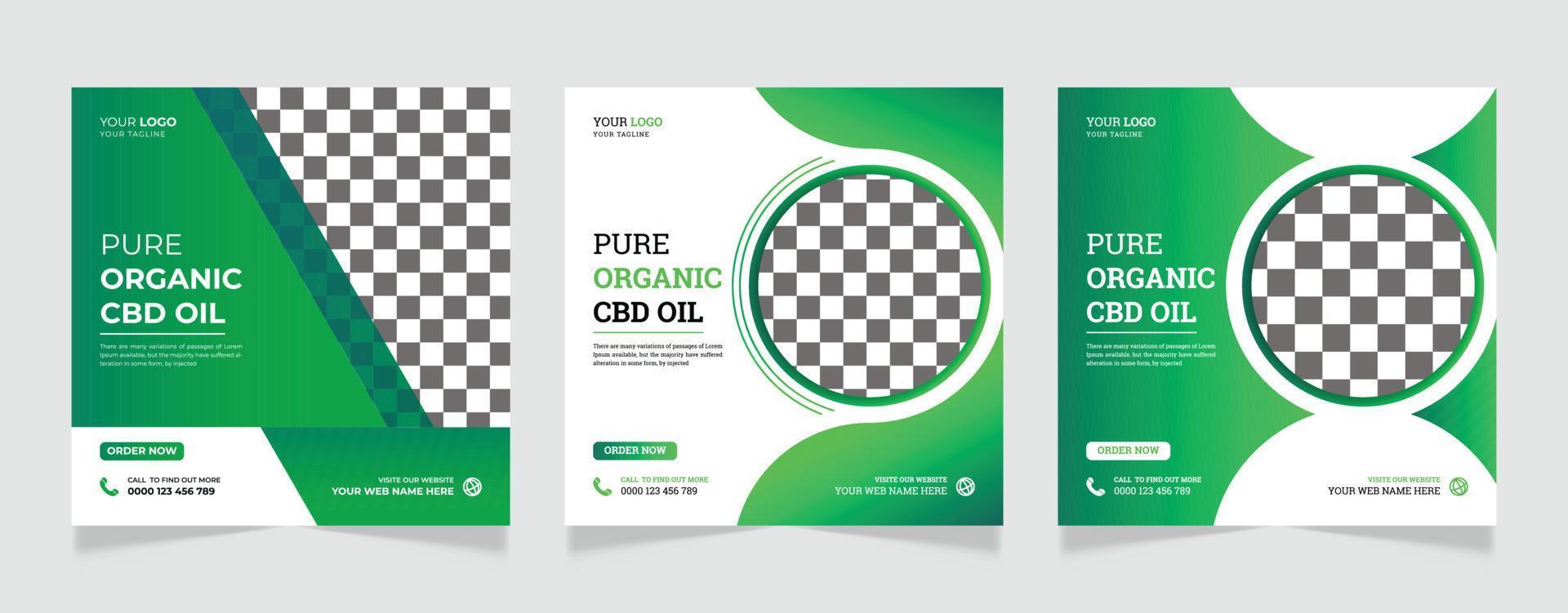 Hemp product cbd oil social media post banner design template vector