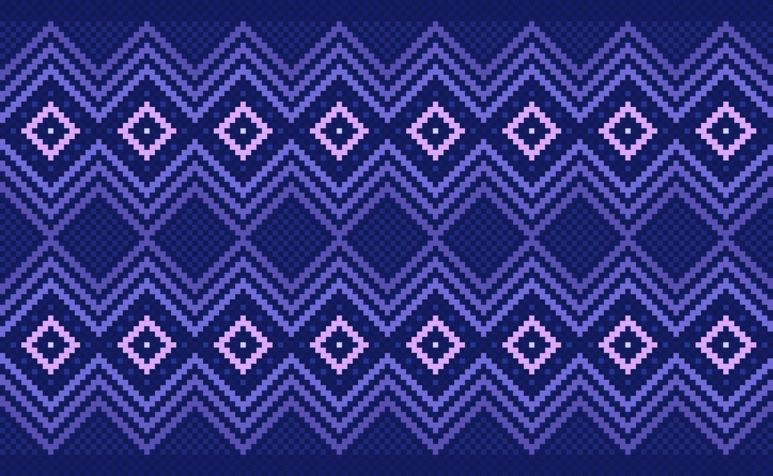 Geometric ethnic pattern, Vector embroidery jacquard background, Pixel handcraft zigzag style