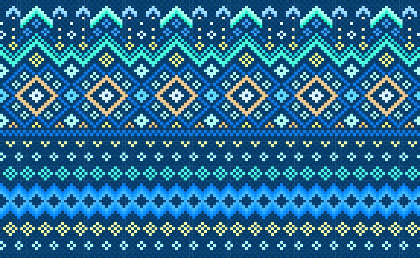 Geometric ethnic pattern, Vector embroidery ethnic background, Pixel diagonal ornate style