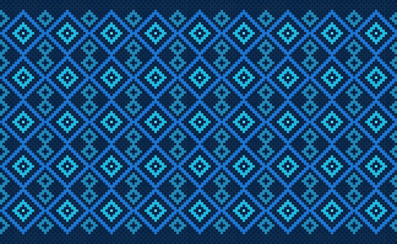 Geometric ethnic pattern, Vector embroidery ornamental background, Pixel cross stitch tribal style