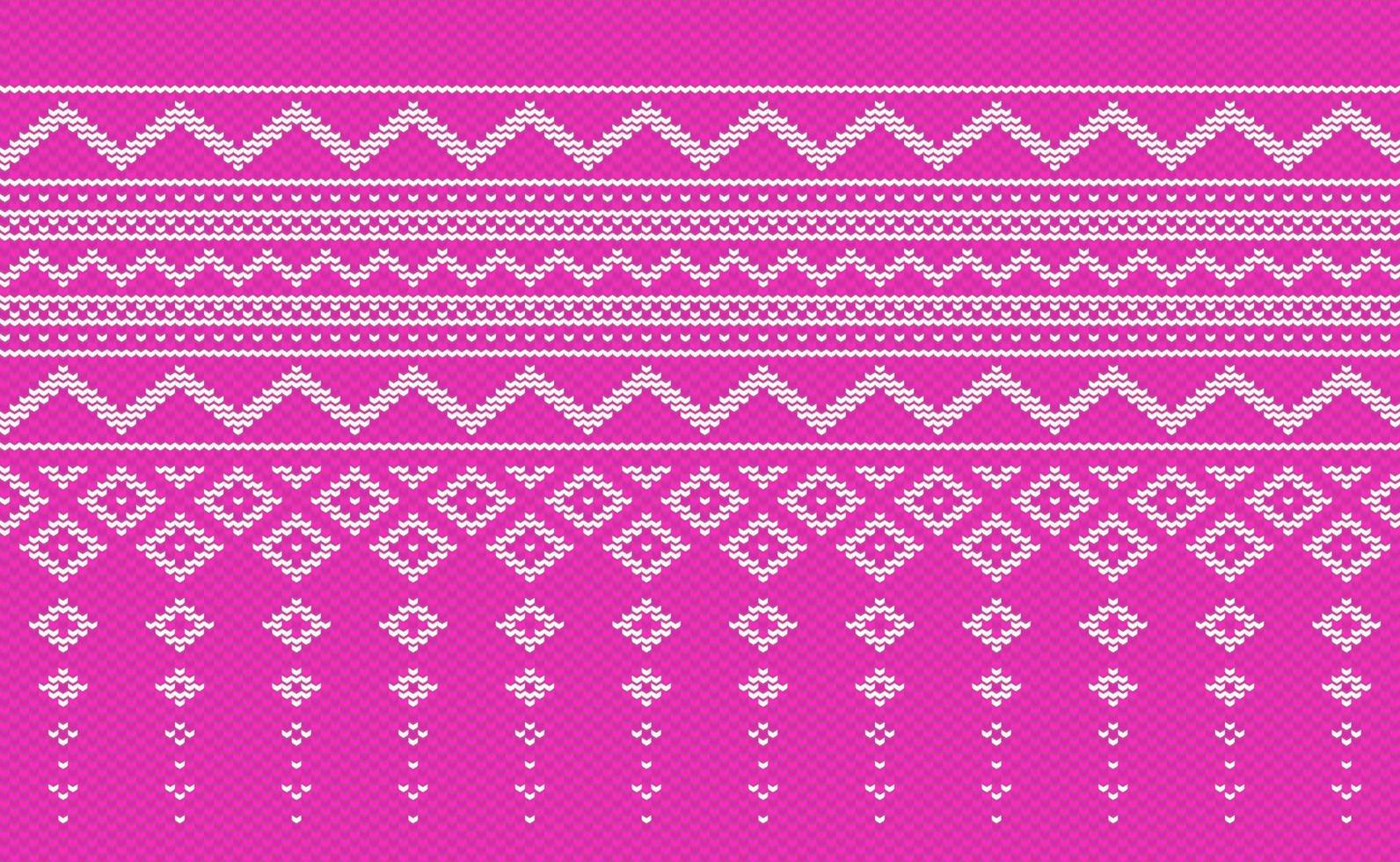 Design knit pattern vector, Cross stitch ethnic knitting background, Embroidery decorative square style vector