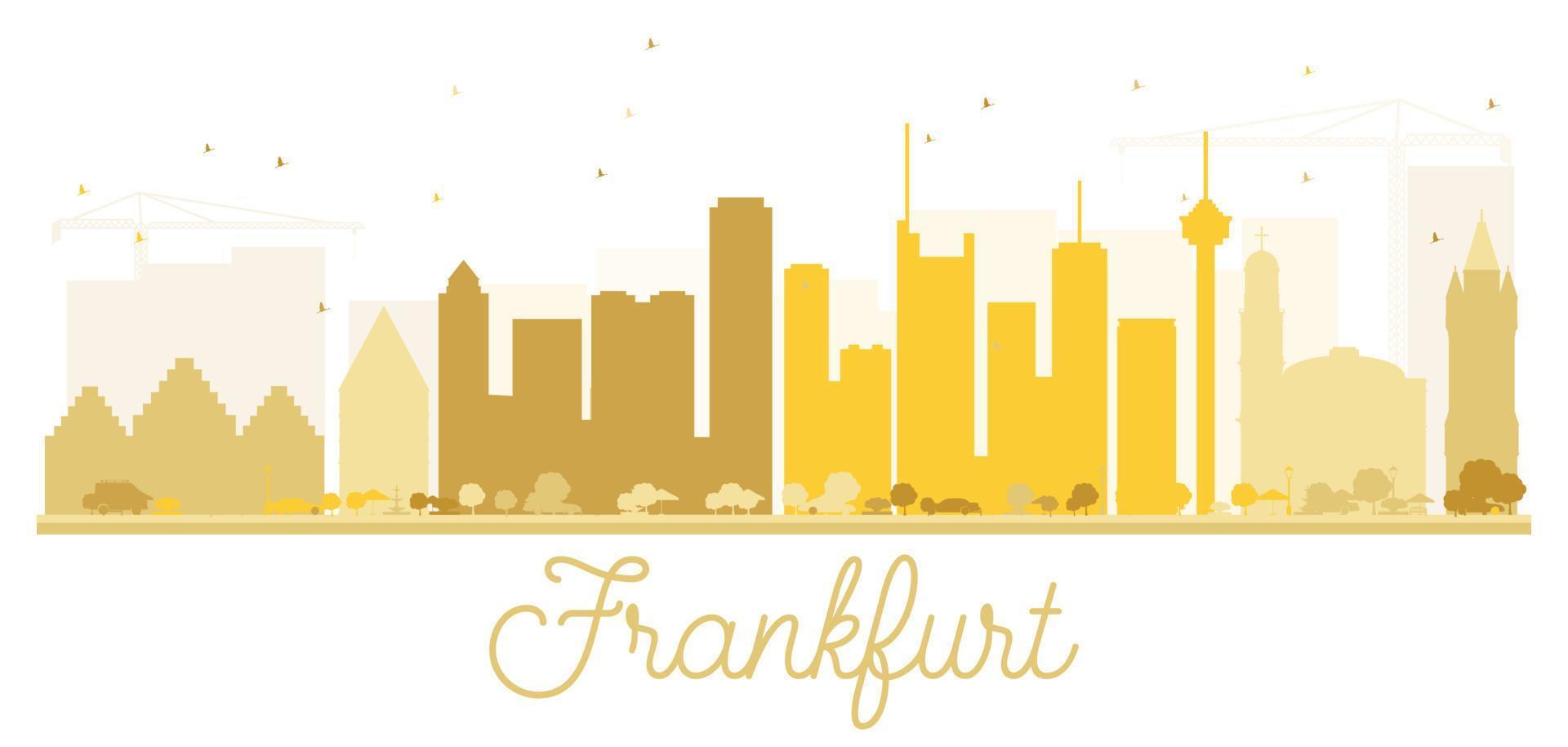 silueta dorada del horizonte de la ciudad de frankfurt. vector