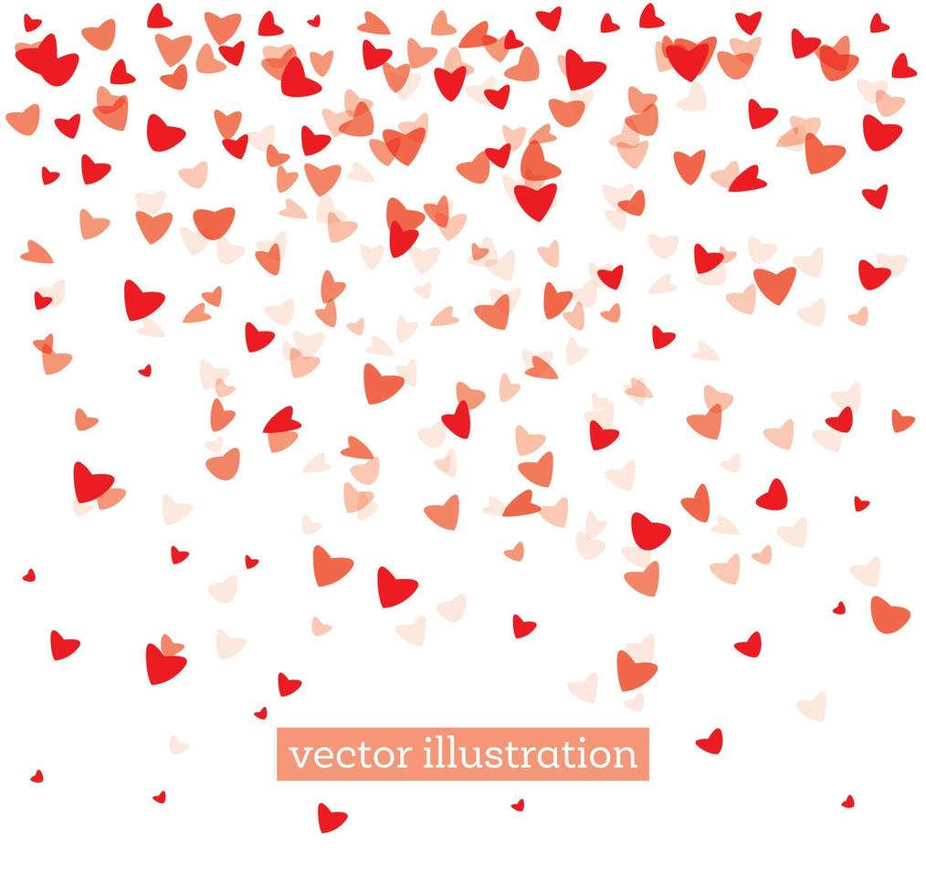 Falling Red Hearts on White Background. vector