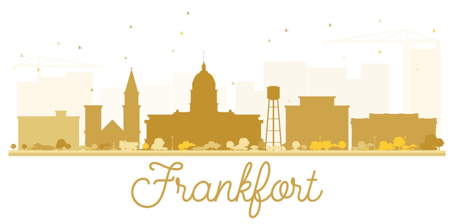 Frankfort City skyline golden silhouette. Vector illustration.