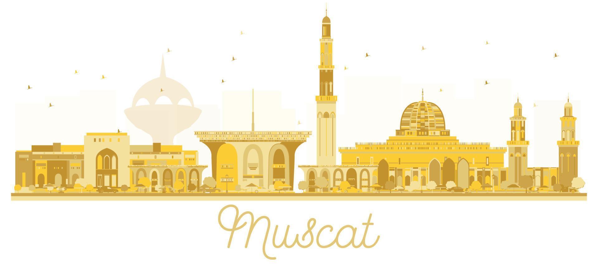 Muscat Oman City skyline golden silhouette. vector