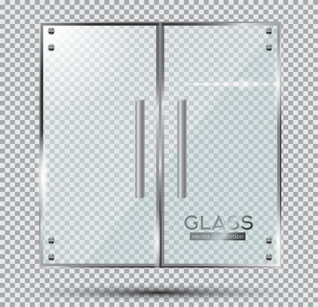 Glass Doors on Transparent Background. vector