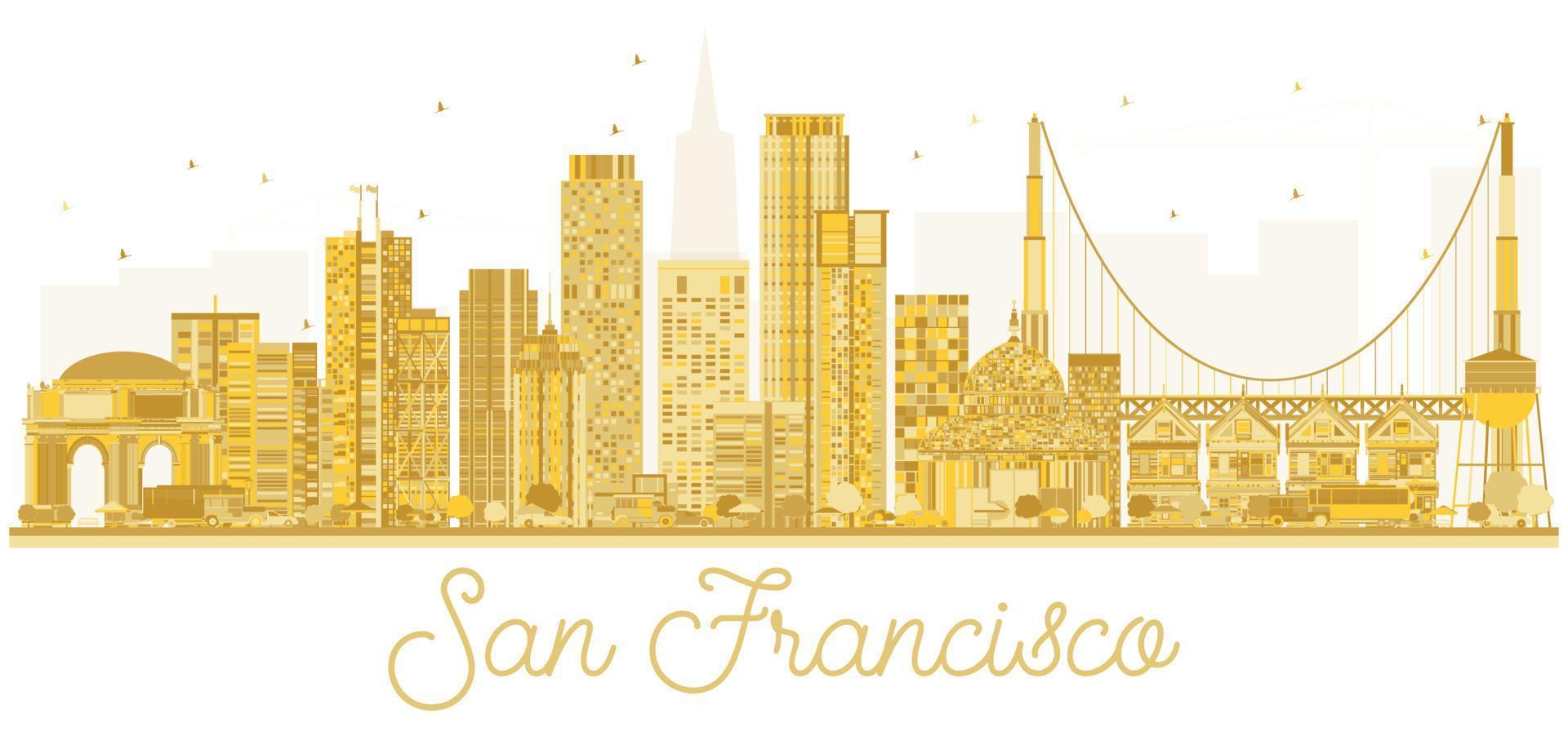 San Francisco USA City skyline golden silhouette. vector