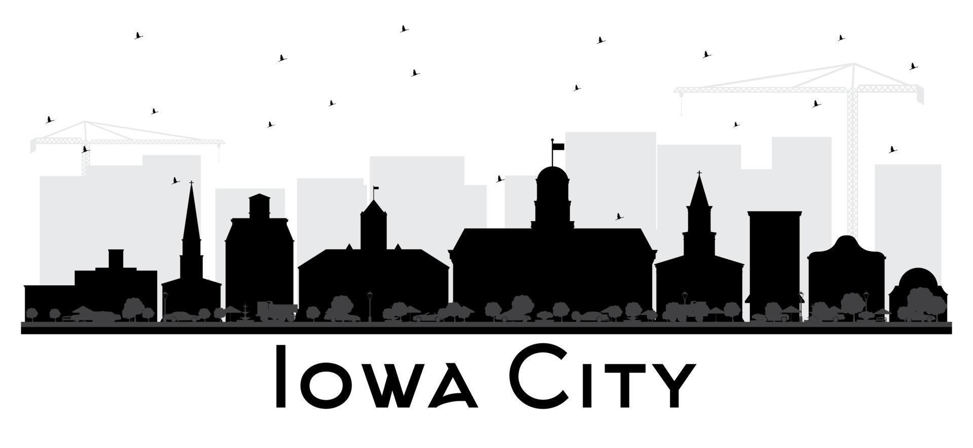 silueta en blanco y negro del horizonte de la ciudad de iowa. vector