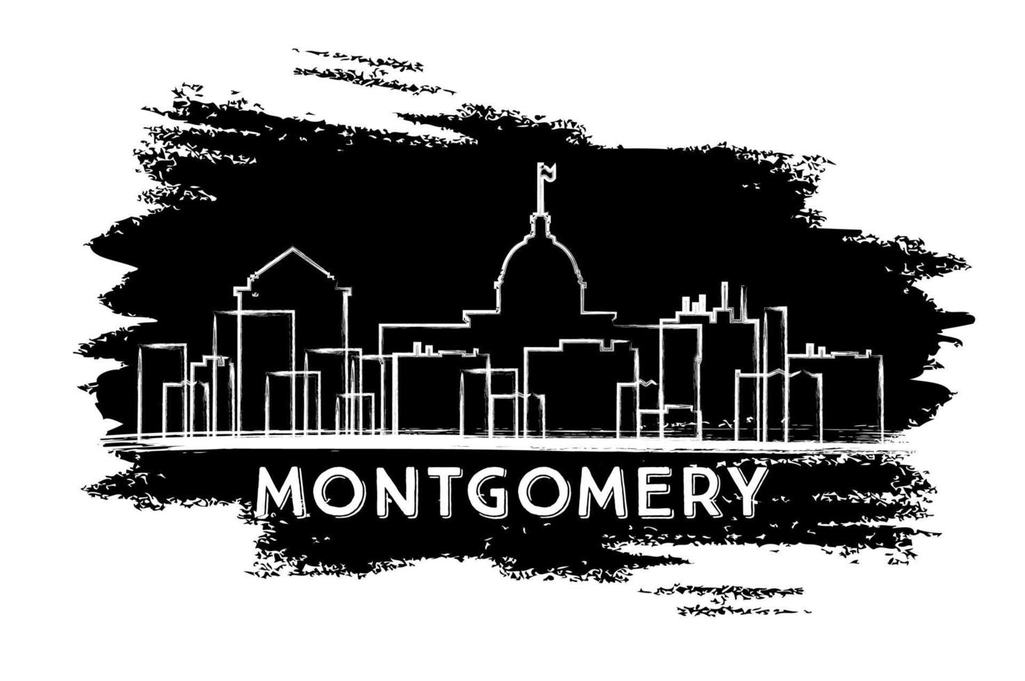 Montgomery Skyline Silhouette. Hand Drawn Sketch. vector
