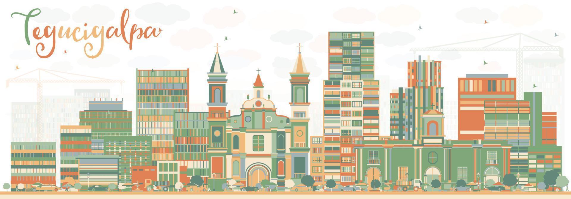 Abstract Tegucigalpa Skyline with Color Buildings. vector