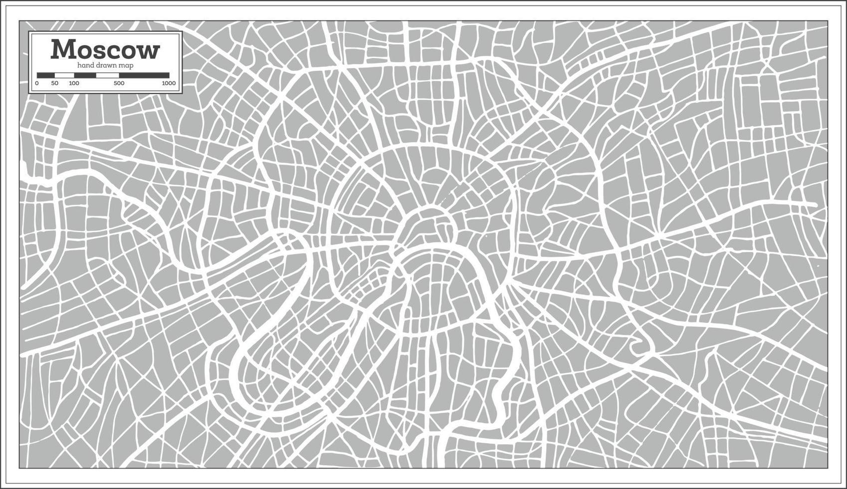 Moscow Map in Retro Style. Hand Drawn. vector