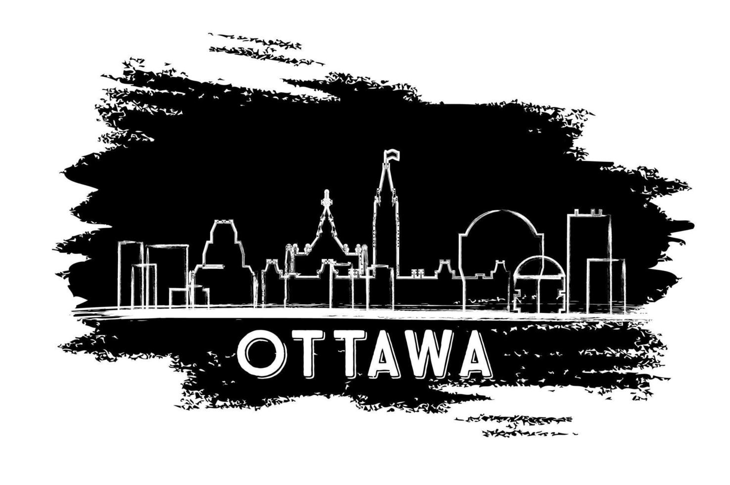 Ottawa Canada Skyline Silhouette. Hand Drawn Sketch. vector