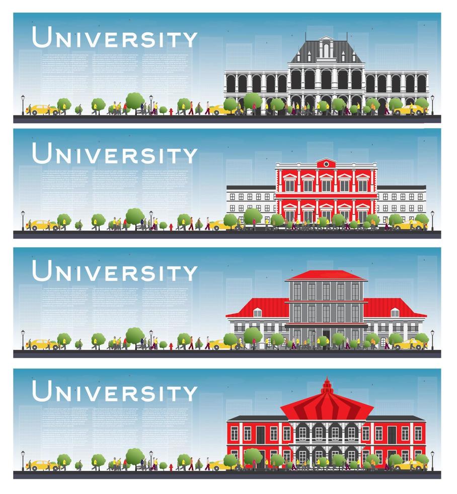 Set of university study banners. vector