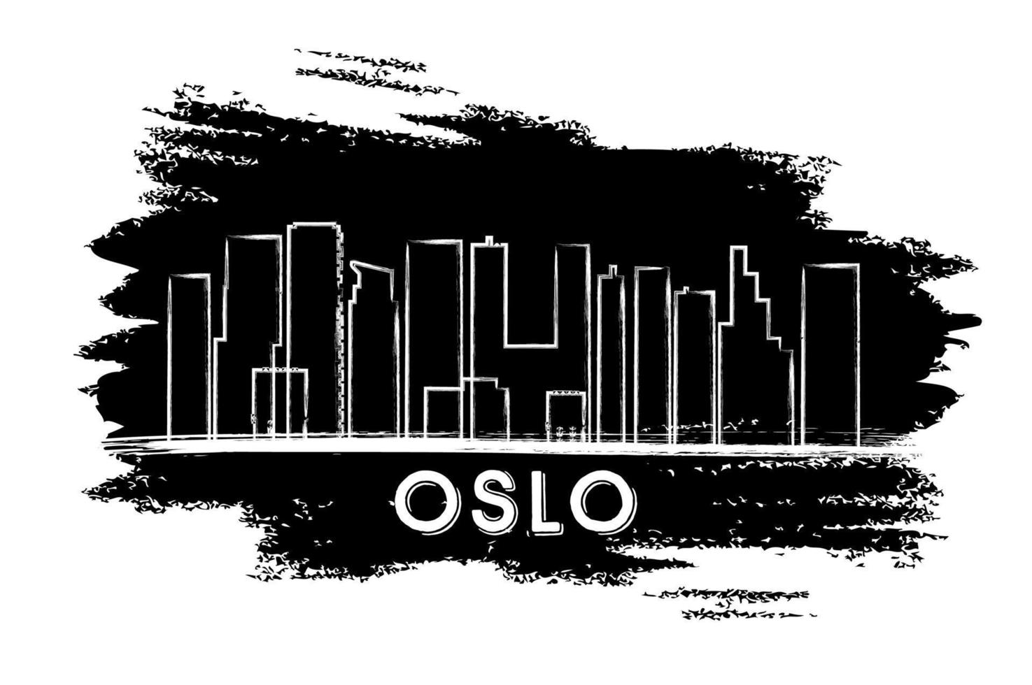Oslo Skyline Silhouette. Hand Drawn Sketch. vector