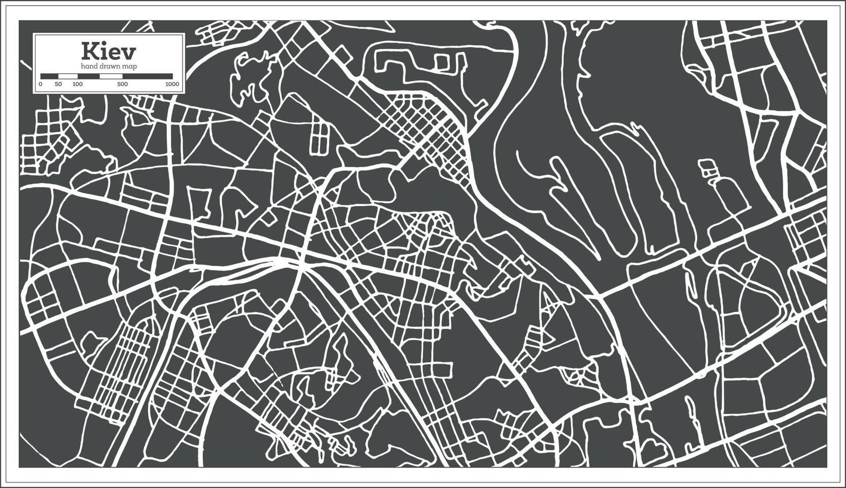 Kiev Ukraine Map in Retro Style. vector