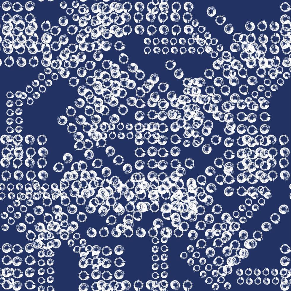 Hand Drawn Seamless Shibori Print. Ink Textured Japanese Background. vector