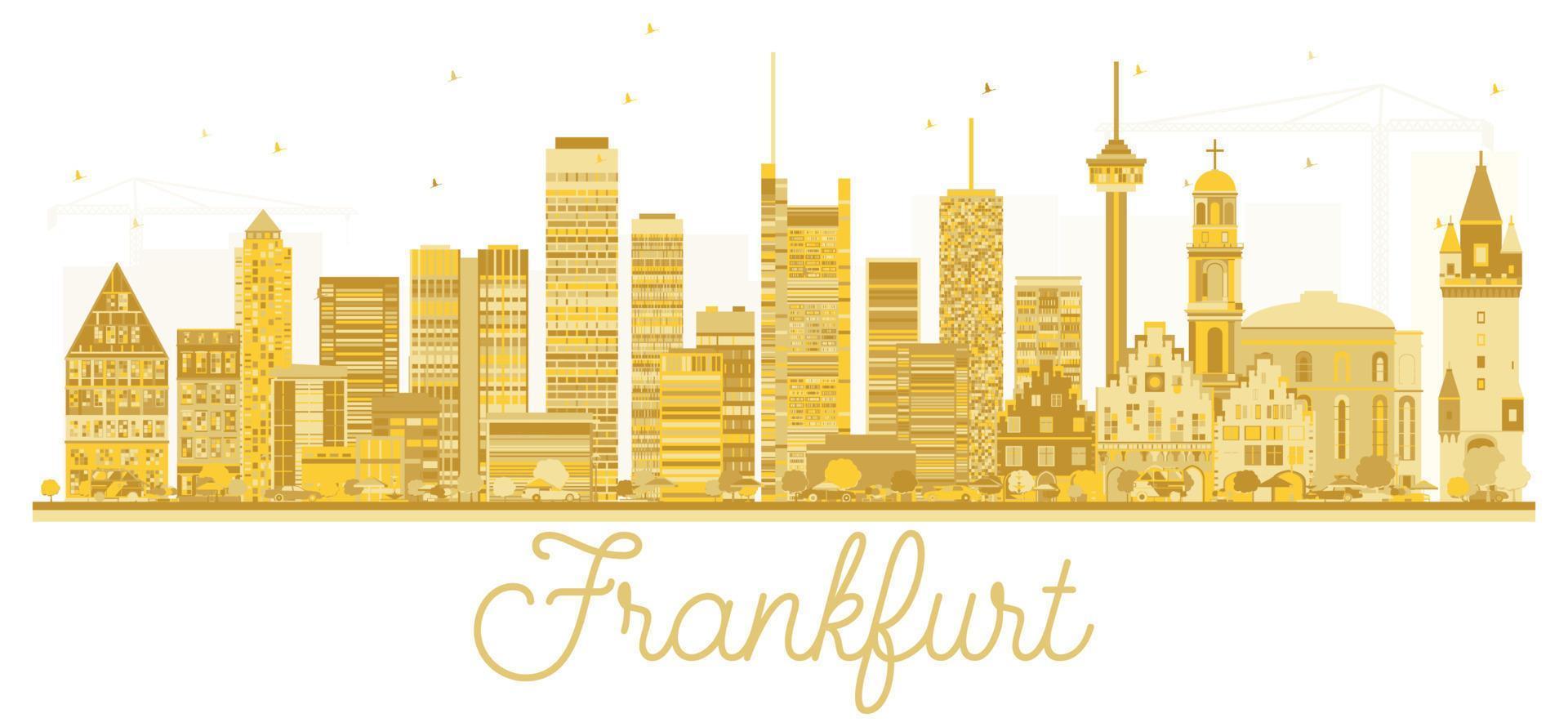 silueta dorada del horizonte de la ciudad de frankfurt, alemania. vector