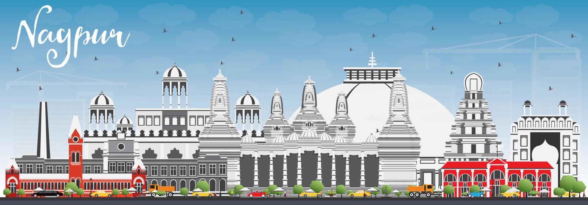 Nagpur Skyline with Gray Buildings and Blue Sky. vector