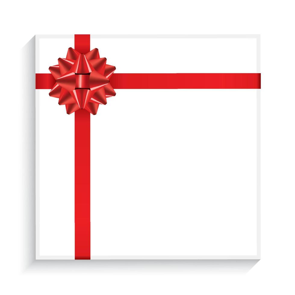 Gift Box with Red Bow, Ribbon and Copy Space. vector