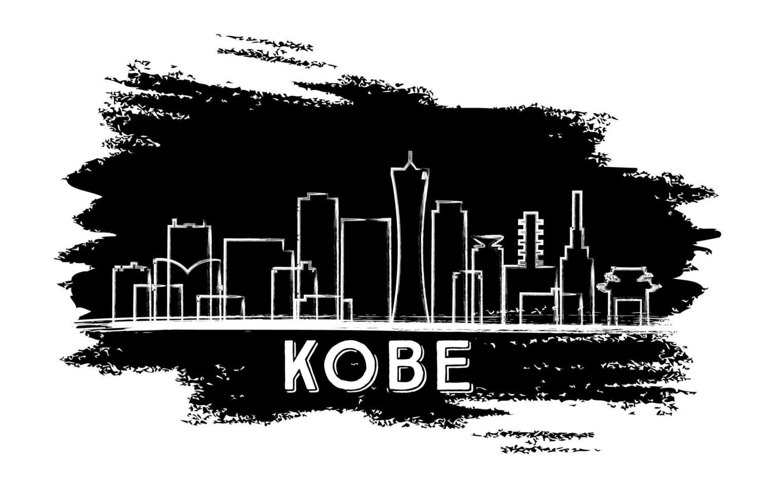 Kobe Skyline Silhouette. Hand Drawn Sketch. vector