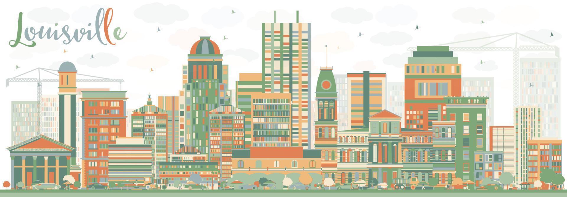 Abstract Louisville Skyline with Color Buildings. vector