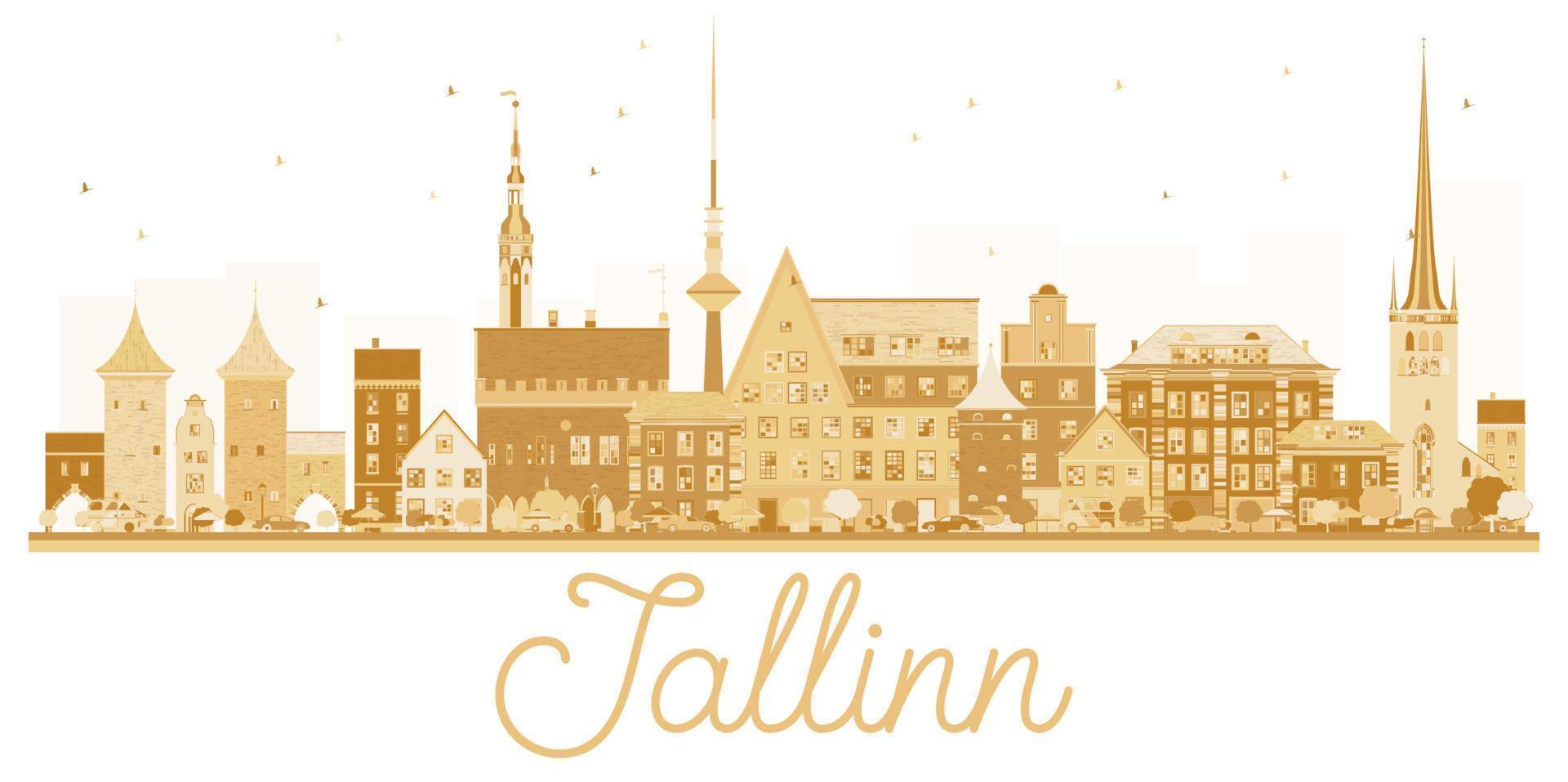 Tallinn City skyline golden silhouette. vector