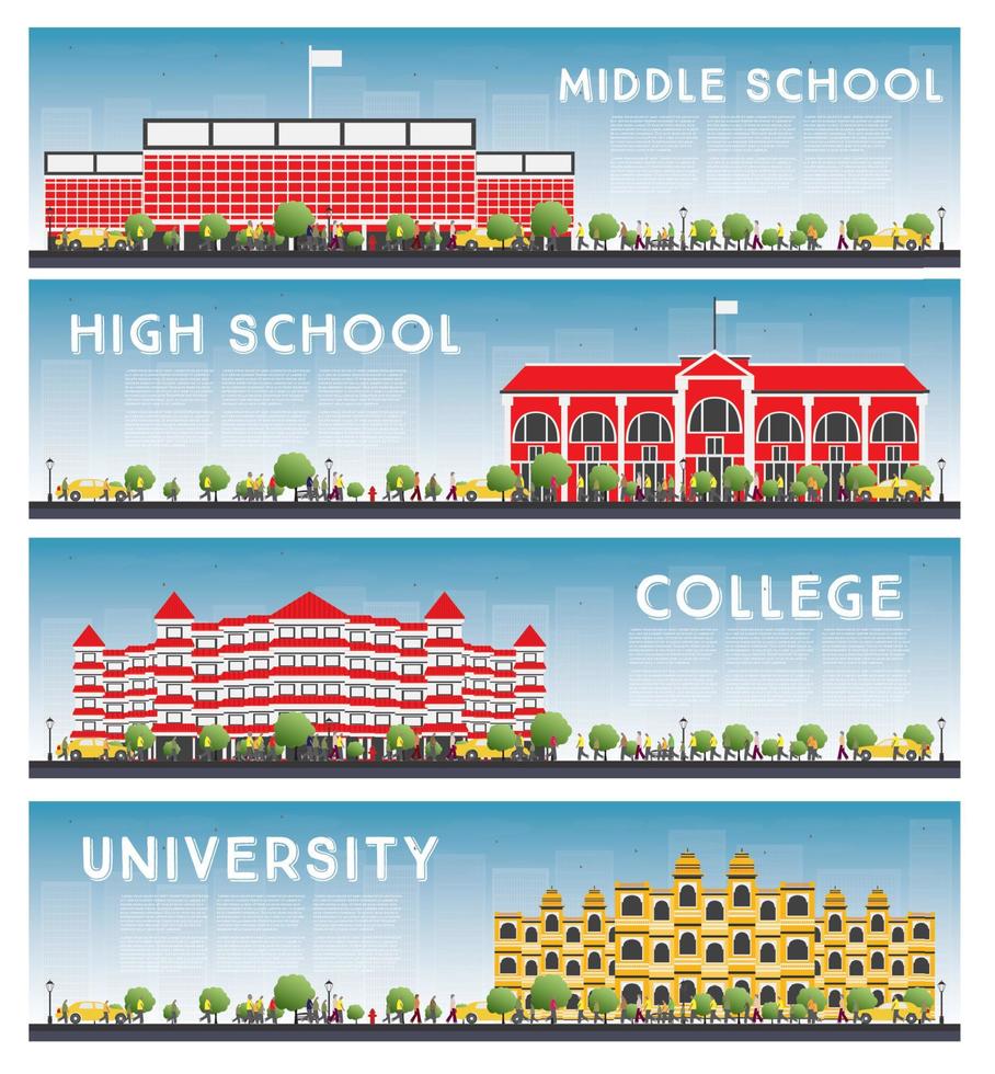 Set of University, High School and College Study Banners. vector